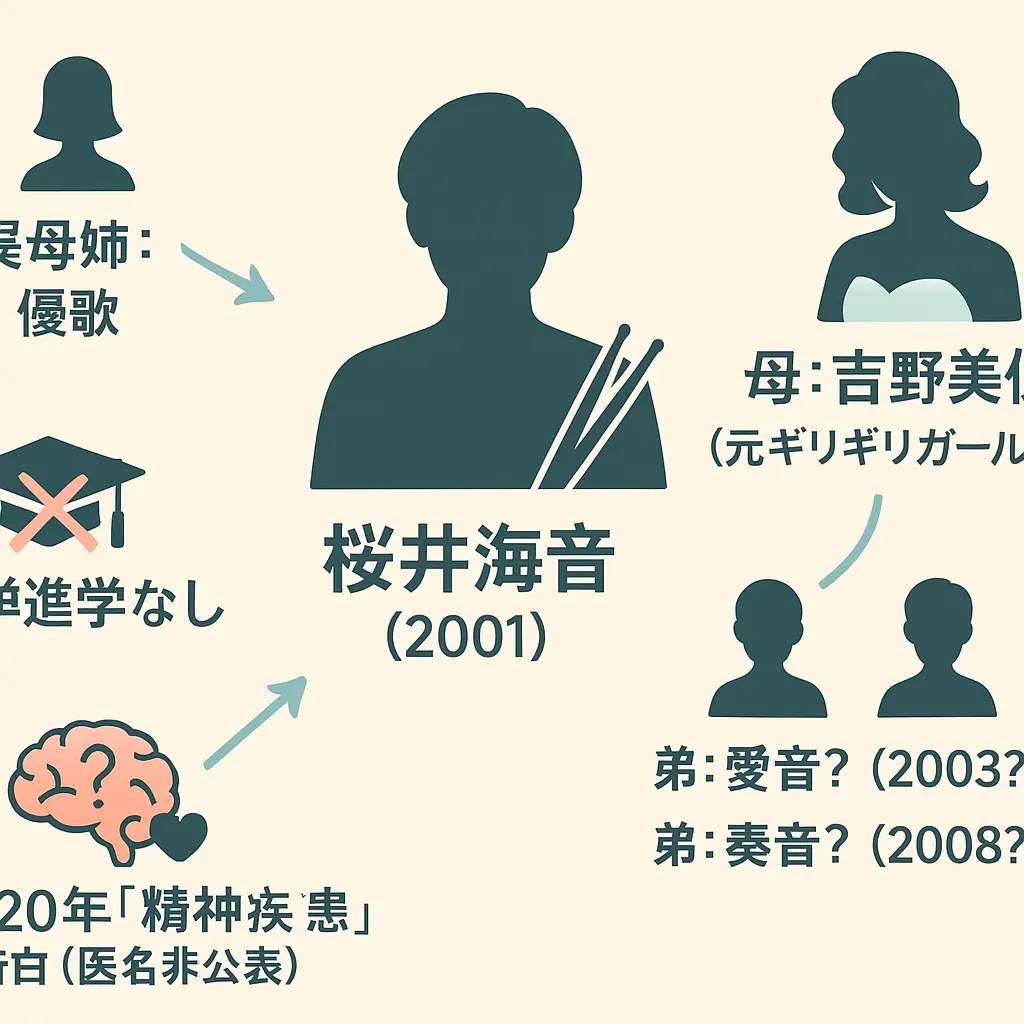 桜井海音の母吉野美佳？兄弟？や大学や病気は？