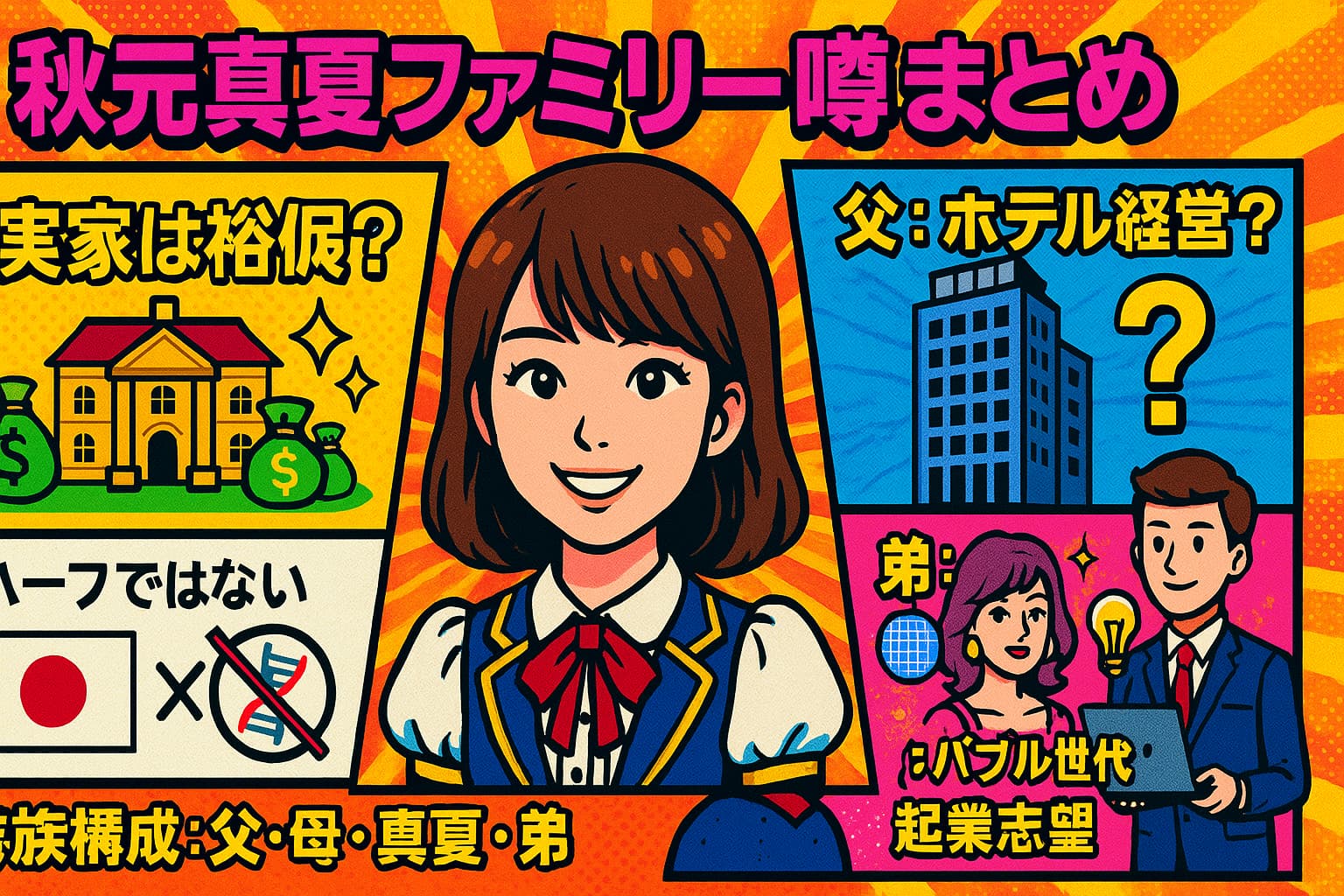 秋元真夏の実家金持ち?父ホテルどこ？ハーフ？母親や弟そうちゃんは明治起業？家族構成