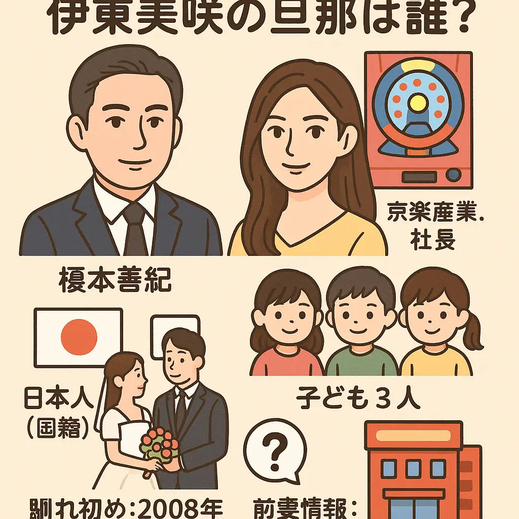 伊東美咲の旦那？榎本善紀の前妻？京楽社長で会社はパチンコで誰？国籍は？子供？馴れ初め？会社