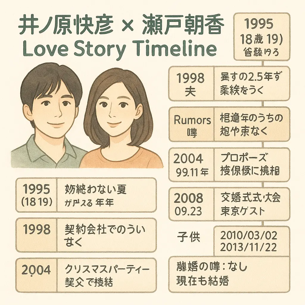 井ノ原快彦と瀬戸朝香の馴れ初め？事故？復縁・離婚？結婚式？会見・結婚何歳
