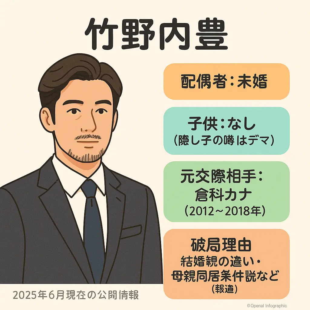竹野内豊の奥さん写真？電撃結婚の子供？倉科カナと現在別れた理由破局？息子や結婚歴
