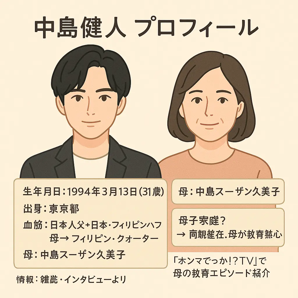 中島健人はハーフクォーター？中島スーザン久美子が母写真？ホンマでっか？年齢？母子家庭？